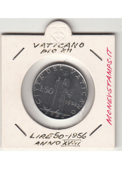 1956 50 Lire  Anno XVIII Acmonital Pio XII